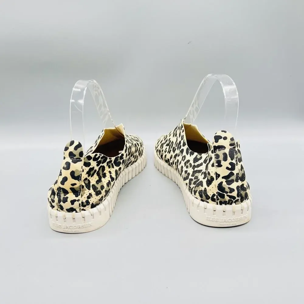 Ilse Jacobsen Shoes Womens 9.5 Beige Leopard Microfiber Flats Slip On Comfort